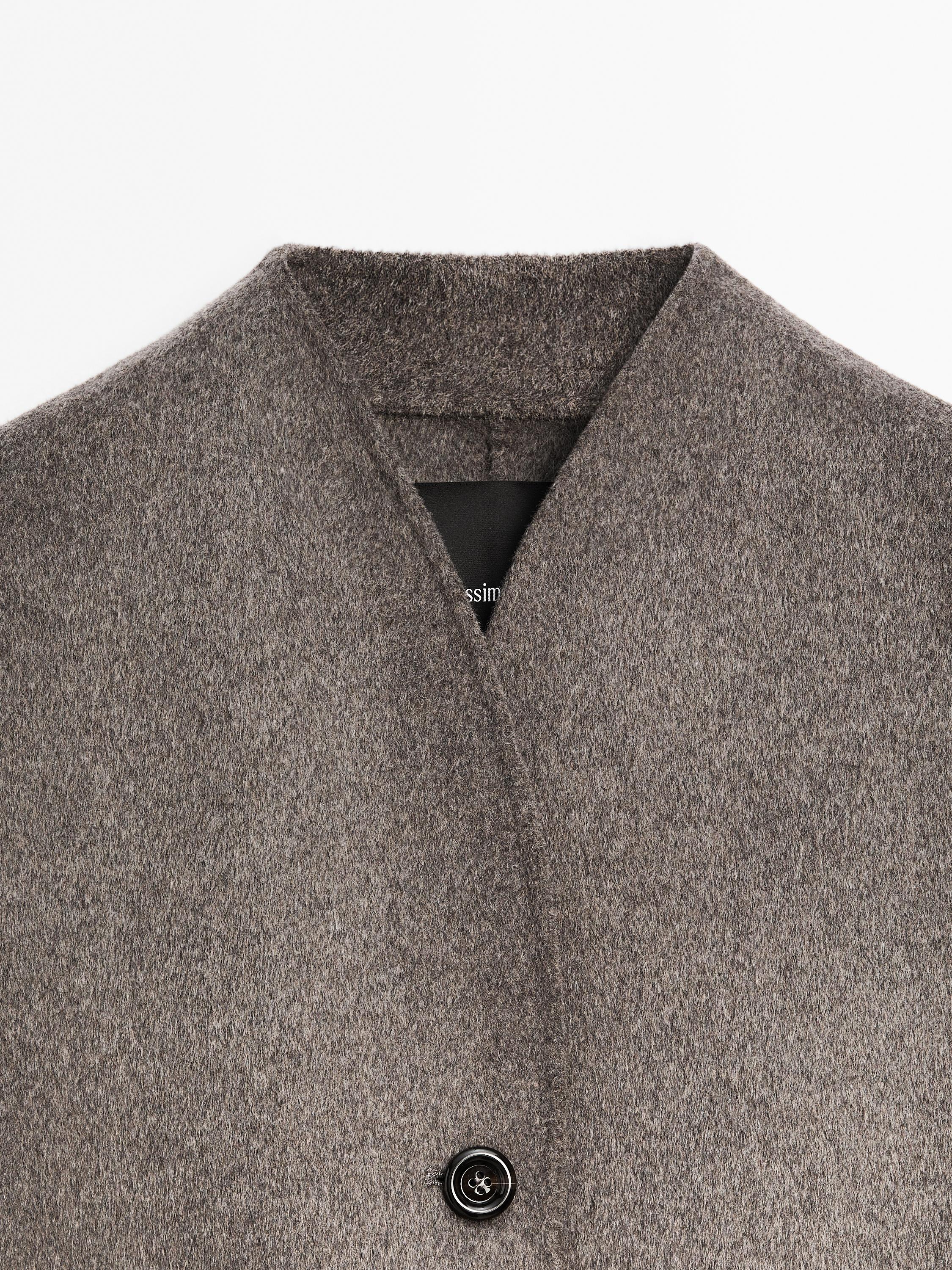 Wool blend high neck coat